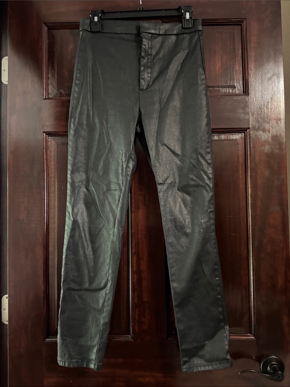 Massimo Dutti Black Faux Leather Skinny Pants